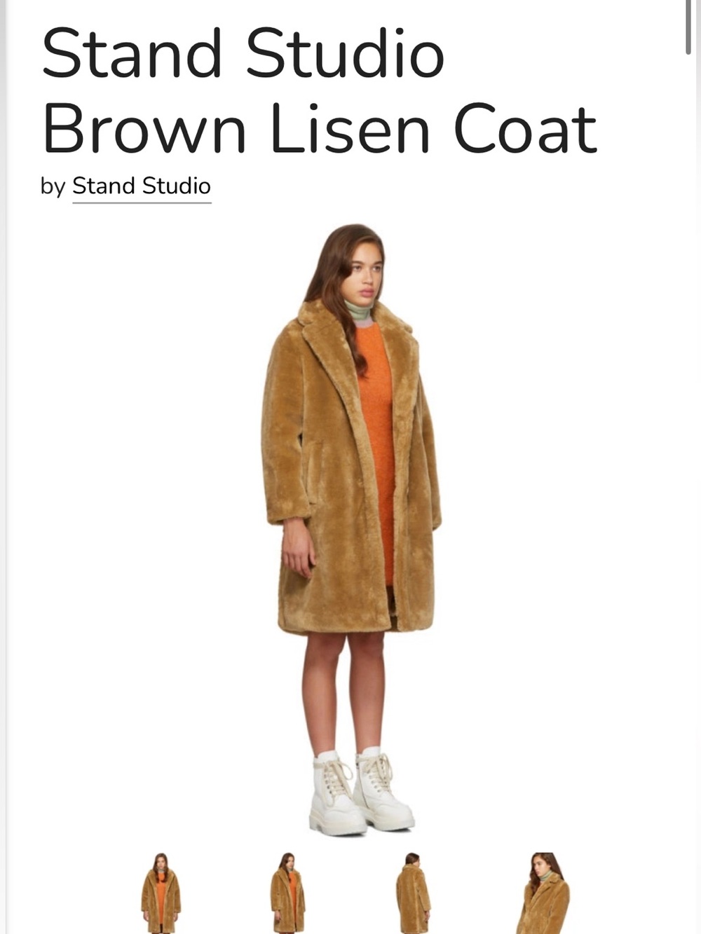 Stand Studio Camel Brown Lisen Faux-Fur Coat